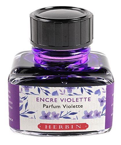 Herbin 13777T - Tintenflakon, parfümiert, ''Les subtiles'', ideal für Schreibfeder und Roller, 30 ml, 1 Stück, Violett mit Veilchen Duft von J.Herbin