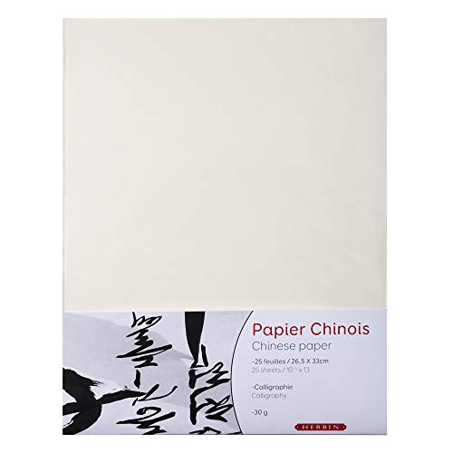 J.Herbin Herbin 90400T - Pack mit 25 Blatt chinesisches Papier, ideal für Kalligraphie, 26,5x33 cm, 30g, 1 Pack, Weiß J.Herbin Herbin 90400T - Pack mit 25 Blatt chinesisches Papier, ideal für Kalligraphie, 26,5x33 cm, 30g, 1 Pack, Weiß von J.Herbin