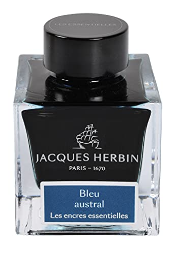 J.Herbin 13116JT - Tintenflakon 50 ml, für Füllfederhalter und Tintenroller geeignet, ideal für Kalligraphie und Kunstprojekte, Blau, 1 Stück von J.Herbin
