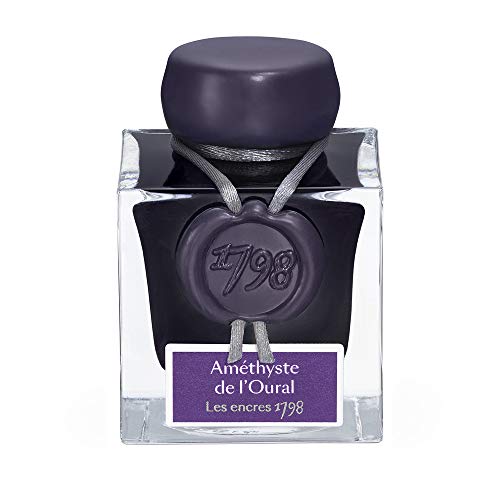 J.Herbin 15579JT Tintenflakon Améthyste l'Oural 1798 (50 ml, mit silbernem Glitzer) violett von J.Herbin