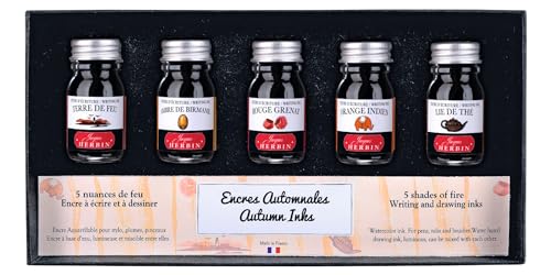 J.Herbin 18503T Tintenset mit 5 Tintenflakons (10ml, ideal für Zeichnen und Kalligraphie, Herbst) 1 Pack sortiert von J.Herbin