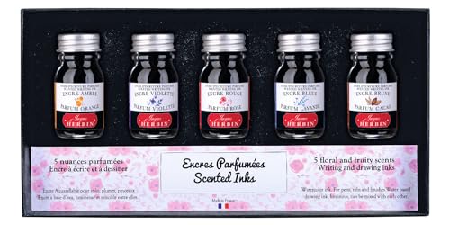 J.Herbin 18700T Tintenset mit 5 parfümierten Tintenflakons (10ml, ideal für Zeichnen und Kalligraphie) 1 Pack sortiert von J.Herbin