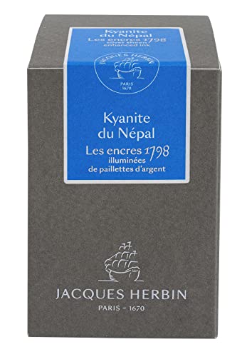 J.Herbin Herbin 15513JT- Tintenflakon 50ml, 1798, mit silbernem Glitzer, ideal für Kalligraphie und Zeichnungen, 1 Stück, Kyanite du Népal von J.Herbin