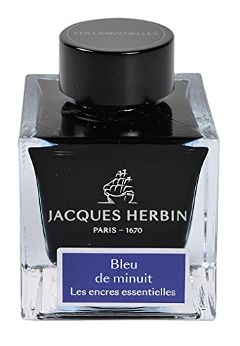 Jacques Herbin 13119JT - Tintenflakon 50 ml Essentielles, für Füllfederhalter und Tintenroller geeignet, ideal für Kalligraphie und Kunstprojekte, Mitternachtsblau, 1 Stück Jacques Herbin 13119JT - Tintenflakon 50 ml Essentielles, für Füllfederhalter und Tintenroller geeignet, ideal für Kalligraphie und Kunstprojekte, Mitternachtsblau, 1 Stück von J.Herbin