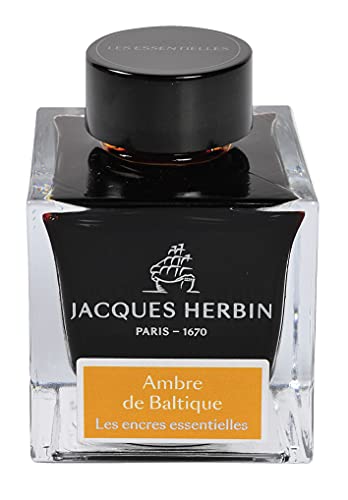 Jacques Herbin 13141JT - Tintenflakon 50 ml Essentielles, für Füllfederhalter und Tintenroller geeignet, ideal für Kalligraphie und Kunstprojekte, Bernstein, 1 Stück Jacques Herbin 13141JT - Tintenflakon 50 ml Essentielles, für Füllfederhalter und Tintenroller geeignet, ideal für Kalligraphie und Kunstprojekte, Bernstein, 1 Stück von J.Herbin