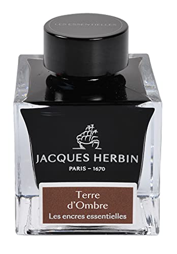Jacques Herbin 13147JT - Tintenflakon 50 ml Essentielles, für Füllfederhalter und Tintenroller geeignet, ideal für Kalligraphie und Kunstprojekte, Braun, 1 Stück von J.Herbin