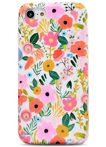 J.West Schutzhülle für iPod Touch 7/6/5, weich, stoßfest, niedliches Blumenmuster, Handy-Schutzhülle für Damen, Gartenblumenmuster, schmale Passform, kratzfeste Hülle von J.west