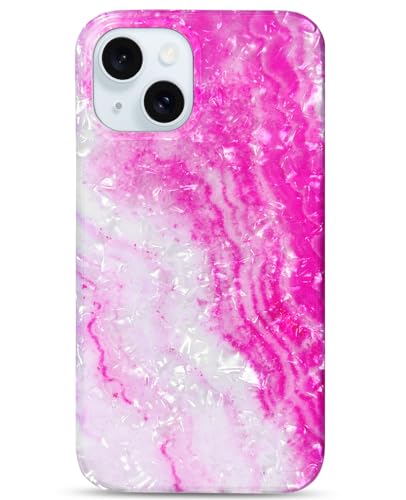 J.west Design für iPhone 15 Plus Hülle 6,7 Zoll, luxuriös, funkelnd, durchscheinend, klarer Achat-Marmor-Design, Grafikdruck, weiche Hülle für Mädchen und Frauen, stoßfest, dünn, Silikon, von J.west