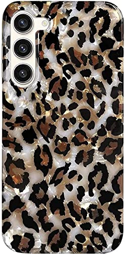 J.west Hülle für Samsung Galaxy S23 Hülle 6,1 Zoll, Luxus Glitzer Durchscheinend Klar Leopard Gepard Print Perle Design Weich Silikon Slim TPU Schutzhülle für Mädchen Frauen (Bling) von J.west