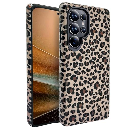 J.west Kompatibel mit Samsung Galaxy S23 Ultra Hülle 17,3 cm (6,8 Zoll), süßes Tier-Leoparden-Hybrid-Cover für Mädchen und Frauen, ästhetische Schutzhülle, Gepard von J.west