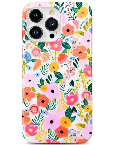 J.west Kompatibel mit iPhone 16 Pro Hülle 16 cm (6,3 Zoll), weich, stoßfest, niedliches Blumenmuster, Handy-Schutzhülle für Frauen, Garten-Blumenmuster, schmale Passform, kratzfeste Handyhülle für von J.west