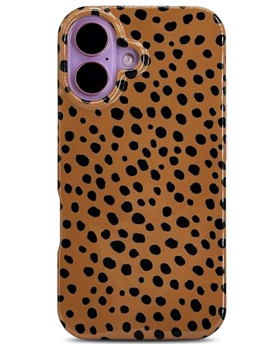 J.west Magnetische Schutzhülle für iPhone 16, 15,5 cm (6,1 Zoll), weich, dünn, Tierdruck, Frauen-Handyhülle, kompatibel mit MagSafe, ästhetisch, niedliches Design, für Mädchen, schwarze Punkte von J.west