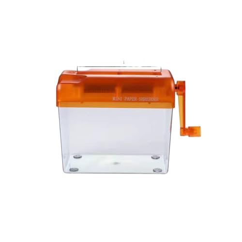 Manueller Mini-Aktenvernichter - Tragbarer Handkurbel-Papierschredder für Zuhause & Büro, 4 Farben, Sicherer Dokumentenvernichter ohne Strom, Kompakt & Leicht (Orange) von JACKANNA