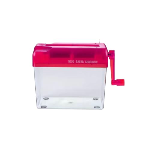 Manueller Mini-Aktenvernichter - Tragbarer Handkurbel-Papierschredder für Zuhause & Büro, 4 Farben, Sicherer Dokumentenvernichter ohne Strom, Kompakt & Leicht (Rosa) von JACKANNA