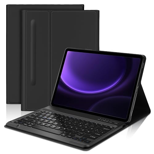 JADEMALL Galaxy Tab S9 Plus Tastatur Hülle - mit Stifthalter für Samsung Galaxy Tab S9 Plus/S8 Plus/S7 Fe/S7 Plus 12,4 Zoll, Wireless Bluetooth Tastatur QWERTZ Deutsch von JADEMALL