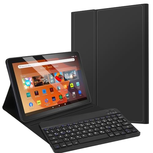 JADEMALL HD 10 Tastatur Hülle für HD 10-Tablet 2023 (13th Generation) 10.1", Wireless Bluetooth Tastatur QWERTZ Deutsch- Schlaf/Wach von JADEMALL