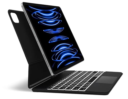 JADEMALL Magic Keyboard iPad Pro 12.9 Freischwebendes Stand Design, Beleuchtete Magische Tastatur mit Shortcut Tasten & Trackpad für iPad Pro 3./4. / 5./6. Gen von JADEMALL