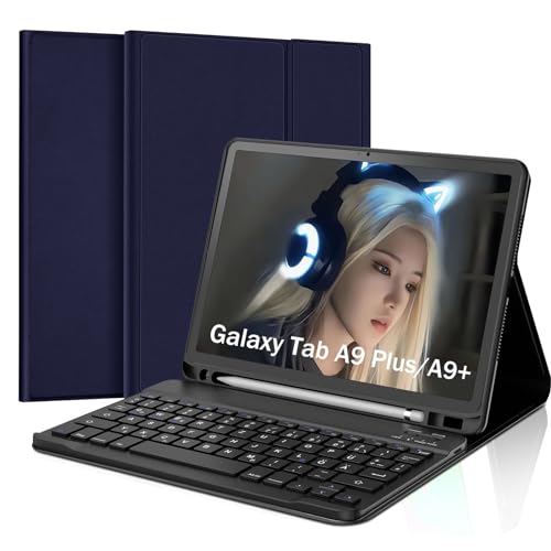 JADEMALL Tastatur Hülle für Galaxy Tab A9+ 2023-11 Zoll SM-X210, SM-X215, SM-X216，Tastatur Magnetische Kabelloser Bluetooth Abnehmbare Deutsche QWERTZ Tastatur DBE von JADEMALL