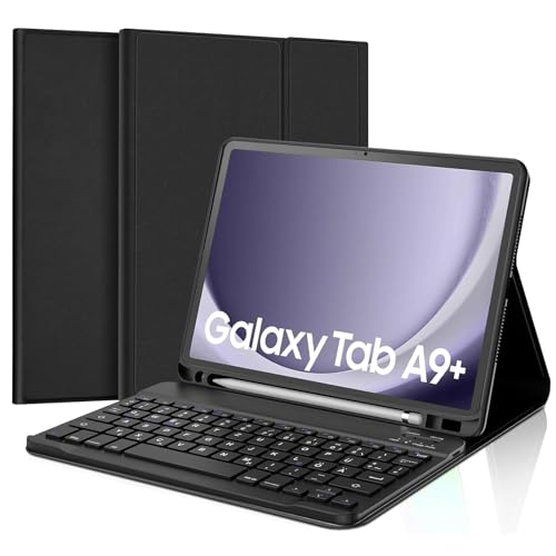 JADEMALL Tastatur Hülle für Galaxy Tab A9+ 2023-11 Zoll SM-X210, SM-X215, SM-X216，Tastatur Magnetische Kabelloser Bluetooth Abnehmbare Deutsche QWERTZ Tastatur von JADEMALL