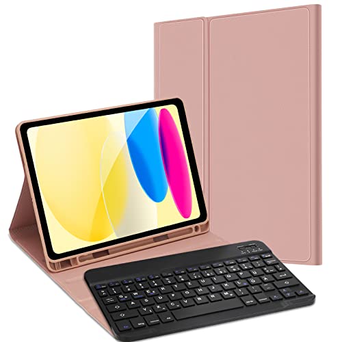 JADEMALL Tastatur Hülle für iPad 10 Generation 2022, Magnetische QWERTZ Bluetooth Tastatur von JADEMALL