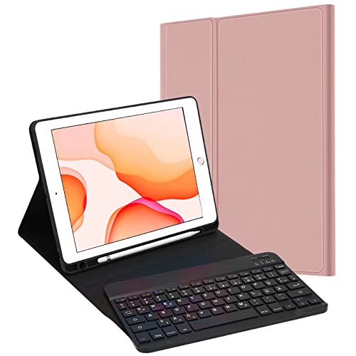JADEMALL Tastatur Hülle für iPad 10.2 Zoll 9 Generation 2021/iPad 8 Gen 2020/iPad 7 Gen 2019/ iPad Air 3, QWERTZ Bluetooth Tastatur Kompatibel mit iPad 10.2 Zoll/iPad Pro 10.5 Zoll, Roségold von JADEMALL