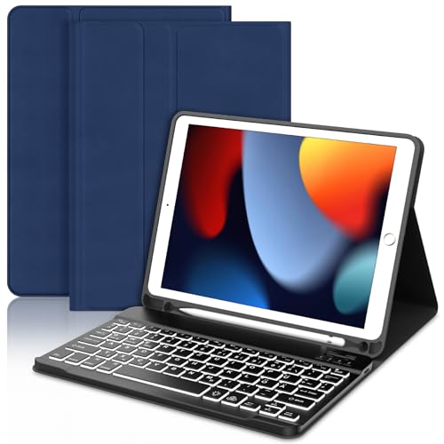 JADEMALL Tastatur Hülle für iPad 6. Generation 2018, iPad 5. Generation 2017, iPad Pro 9.7 Zoll, iPad Air 2 & 1, Wireless Bluetooth Tastatur QWERTZ Deutsch- Stifthalter- Schlaf/Wach von JADEMALL