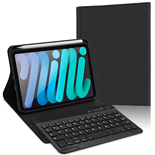 JADEMALL Tastatur Hülle für iPad Mini 6 Tablet, Wireless Bluetooth Tastatur QWERTZ Deutsch- Schlaf/Wach von JADEMALL