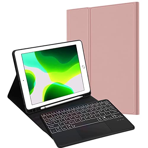 JADEMALL Tastatur Hülle mit Touchpad für iPad 10.2 Zoll (9/8/ 7 Generation - 2021/2020/2019)/ iPad Air 3 / iPad Pro 10.5,Hintergrundbeleuchtung,Deutsches QWERTZ-Layout von JADEMALL