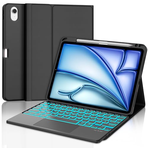 JADEMALL Tastatur iPad AIR 11 - Kabellose Tastatur mit Beleuchtung & Touchpad für iPad AIR 11 m2 2024/Air 11 m3 2025,Schutzhülle mit Pencil Halter, von JADEMALL