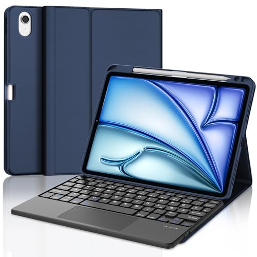 JADEMALL Tastatur iPad AIR 11 - Kabellose Tastatur mit Touchpad für iPad AIR 11 m2 2024/ Air 11 m3 2025,Schutzhülle mit Pencil Halter, QWERTZ Deutsches von JADEMALL