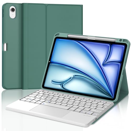 JADEMALL Tastatur iPad AIR 11 - Kabellose Tastatur mit Touchpad für iPad AIR 11 m2 2024/ Air 11 m3 2025,Schutzhülle mit Pencil Halter, QWERTZ Deutsches von JADEMALL