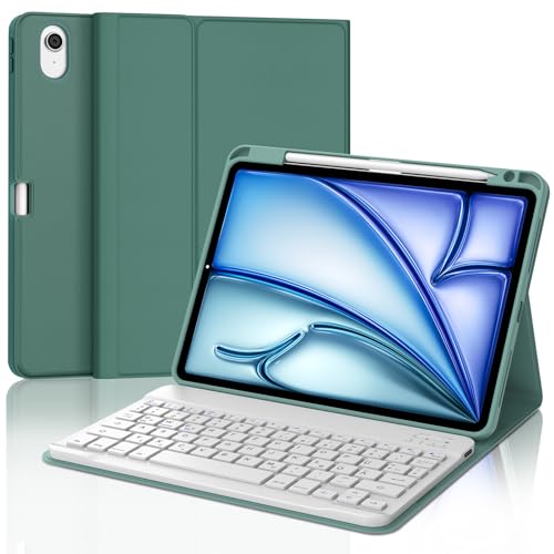 JADEMALL Tastatur iPad AIR 11 m2 - Kabellose Tastatur für iPad AIR 11 m2 2024/Air 11 m3 2025,Schutzhülle mit Pencil Halter, QWERTZ Deutsches von JADEMALL