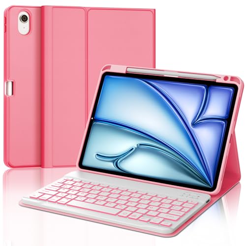 JADEMALL Tastatur iPad AIR 11 m2 - Kabellose Tastatur mit Beleuchtung für iPad AIR 11 m2 2024/Air 11 m3 2025,Schutzhülle mit Pencil Halter von JADEMALL