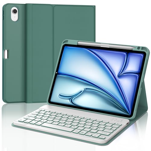 JADEMALL Tastatur iPad AIR 11 m2 - Kabellose Tastatur mit Beleuchtung für iPad AIR 11 m2 2024/Air 11 m3 2025,Schutzhülle mit Pencil Halter von JADEMALL
