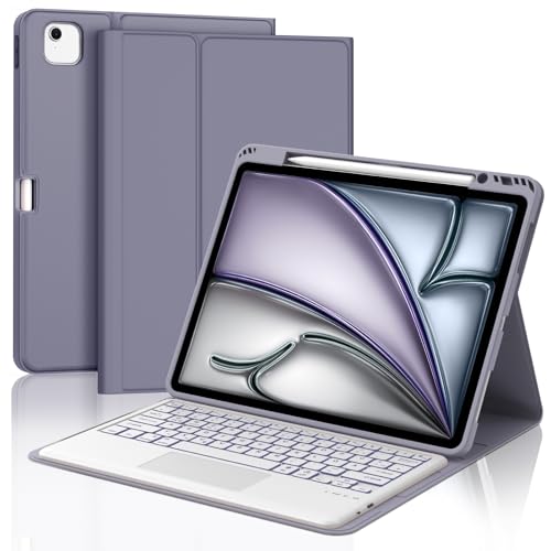 JADEMALL Tastatur iPad AIR 13 - Kabellose Tastatur mit Beleuchtung & Touchpad für iPad AIR 13 m2 2024/Air 13 m3 2025,Schutzhülle mit Pencil Halter von JADEMALL