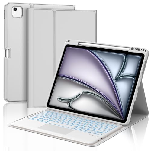 JADEMALL Tastatur iPad AIR 13 - Kabellose Tastatur mit Beleuchtung & Touchpad für iPad AIR 13 m2 2024/Air 13 m3 2025,Schutzhülle mit Pencil Halter von JADEMALL