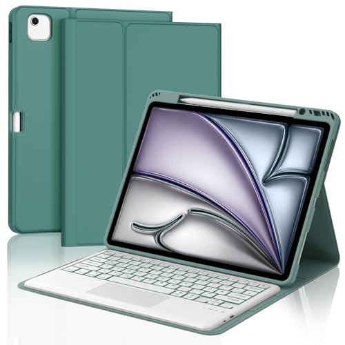 JADEMALL Tastatur iPad AIR 13 - Kabellose Tastatur mit Beleuchtung & Touchpad für iPad AIR 13 m2 2024/Air 13 m3 2025,Schutzhülle mit Pencil Halter von JADEMALL