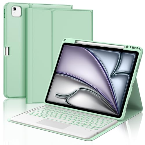 JADEMALL Tastatur iPad AIR 13 - Kabellose Tastatur mit Beleuchtung & Touchpad für iPad AIR 13 m2 2024/Air 13 m3 2025,Schutzhülle mit Pencil Halter von JADEMALL