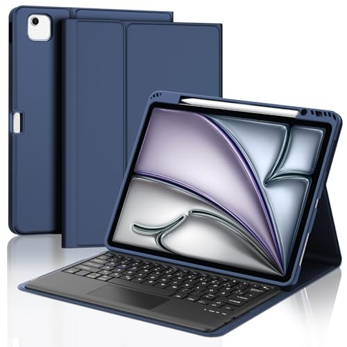 JADEMALL Tastatur iPad AIR 13 - Kabellose Tastatur mit Touchpad für iPad AIR 13 m2 2024/Air 13 m3 2025,Schutzhülle mit Pencil Halter von JADEMALL