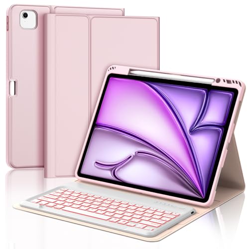 JADEMALL Tastatur iPad AIR 13 m2 - Kabellose Tastatur mit Beleuchtung für iPad AIR 13 m2 2024/Air 13 m3 2025,Schutzhülle mit Pencil Halter von JADEMALL