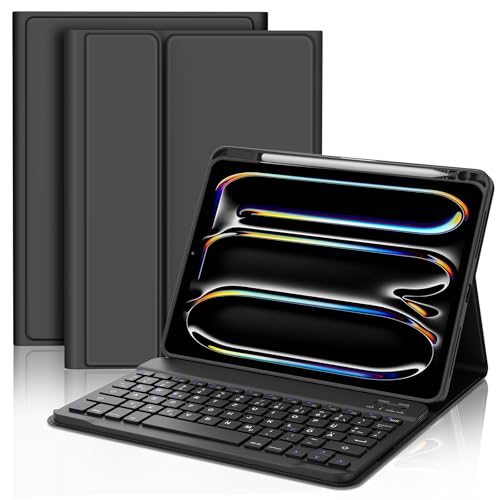 JADEMALL Tastatur iPad Pro 11 - Kabellose Slim Tastatur mit Ultraleichte Hülle für iPad Pro 11 5. Gen 2024,Schutzhülle mit Pencil Halter, QWERTZ Deutsches von JADEMALL