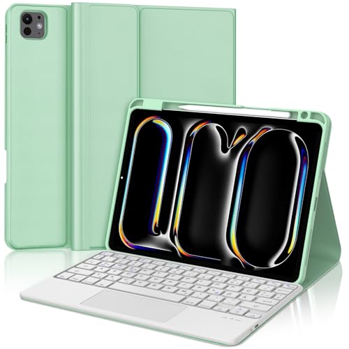 JADEMALL Tastatur iPad Pro 11 - Kabellose Tastatur mit Touchpad für iPad Pro 11 5. Gen 2024,Schutzhülle mit Pencil Halter, QWERTZ Deutsches von JADEMALL