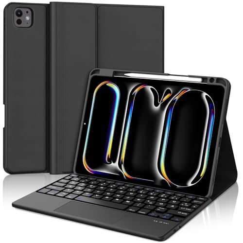 JADEMALL Tastatur iPad Pro 11 - Kabellose Tastatur mit Touchpad für iPad Pro 11 5. Gen 2024,Schutzhülle mit Pencil Halter, QWERTZ Deutsches von JADEMALL