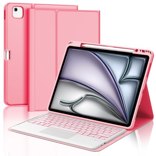 JADEMALL Tastatur iPad Pro 13 - Kabellose Tastatur mit Beleuchtung & Touchpad für iPad Pro 13 M4 2024,Schutzhülle mit Pencil Halter, QWERTZ Deutsches von JADEMALL
