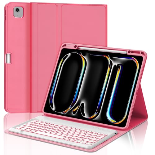 JADEMALL Tastatur iPad Pro 13 M4 - Kabellose Tastatur mit Beleuchtung für iPad Pro 13 M4 2024,Schutzhülle mit Pencil Halter, QWERTZ Deutsches von JADEMALL