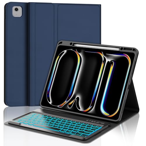 JADEMALL Tastatur iPad Pro 13 M4 - Kabellose Tastatur mit Beleuchtung für iPad Pro 13 M4 2024,Schutzhülle mit Pencil Halter, QWERTZ Deutsches von JADEMALL