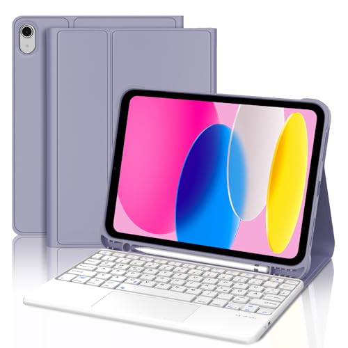 JADEMALL iPad 11 A16 Tastatur Hülle mit Touchpad und Stifthalter für für iPad 10,9 Zoll 2022/2025, Wireless Bluetooth Tastatur QWERTZ Deutsch von JADEMALL