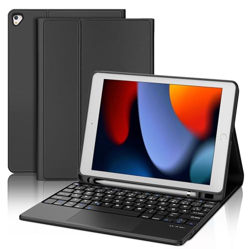 JADEMALL iPad 6. Generation Hülle mit Tastatur, Tastatur Hülle mit Touchpad und Stifthalter für iPad 5. Generation 2017, iPad Pro 9.7 Zoll, iPad Air 2 & 1, Rückseite Gehäuse Case von JADEMALL