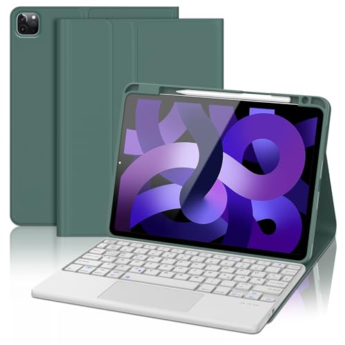 JADEMALL iPad Pro 11 Hülle mit Tastatur und Touchpad Hülle für iPad Air 5, iPad Air 4, iPad Pro 11 1/2/3/4 Generation, Wireless Bluetooth Tastatur QWERTZ Deutsch von JADEMALL