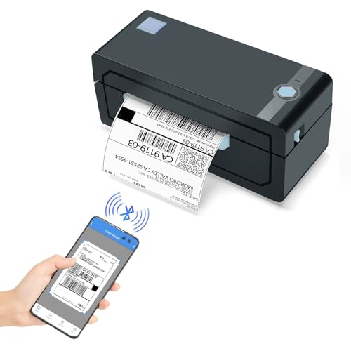 JADENS Bluetooth Etikettendrucker, DHL 4x6 Thermodrucker Ettikettendrucķer, Bluetooth Etikettiergerät Label Printer für Zalando, Amazon, Shopify, Barcode von JADENS